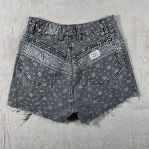 Guess Denim Shorts Kids 27 Black Paisley Bandana High Waisted Vintage 90s‎ USA